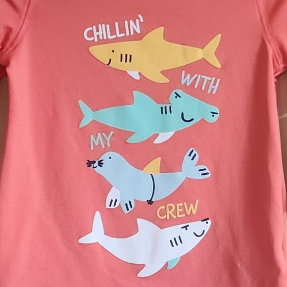 Cat & Jack Toddler Boys Sharks Print Swim Shirt/Rash Guard Size 2T NWT - Picture 2 of 5